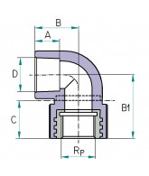 На фото Hi-Therm PP-R wall elbow for drywall